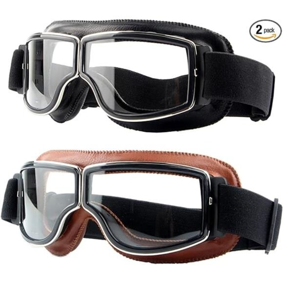 Motorcycle goggles vintage aviator anti fog riding glasses for men and women - Picture 7 of 7